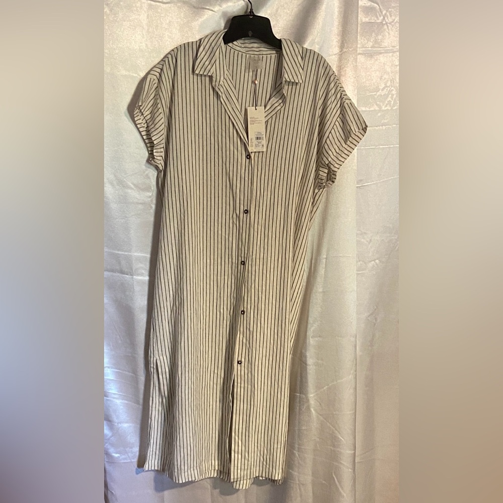 Classic Striped Midi Shirt Dress - Picture 4 of 4